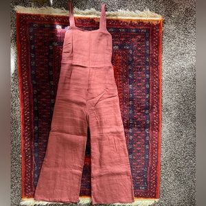 Washed red linen jumpsuit